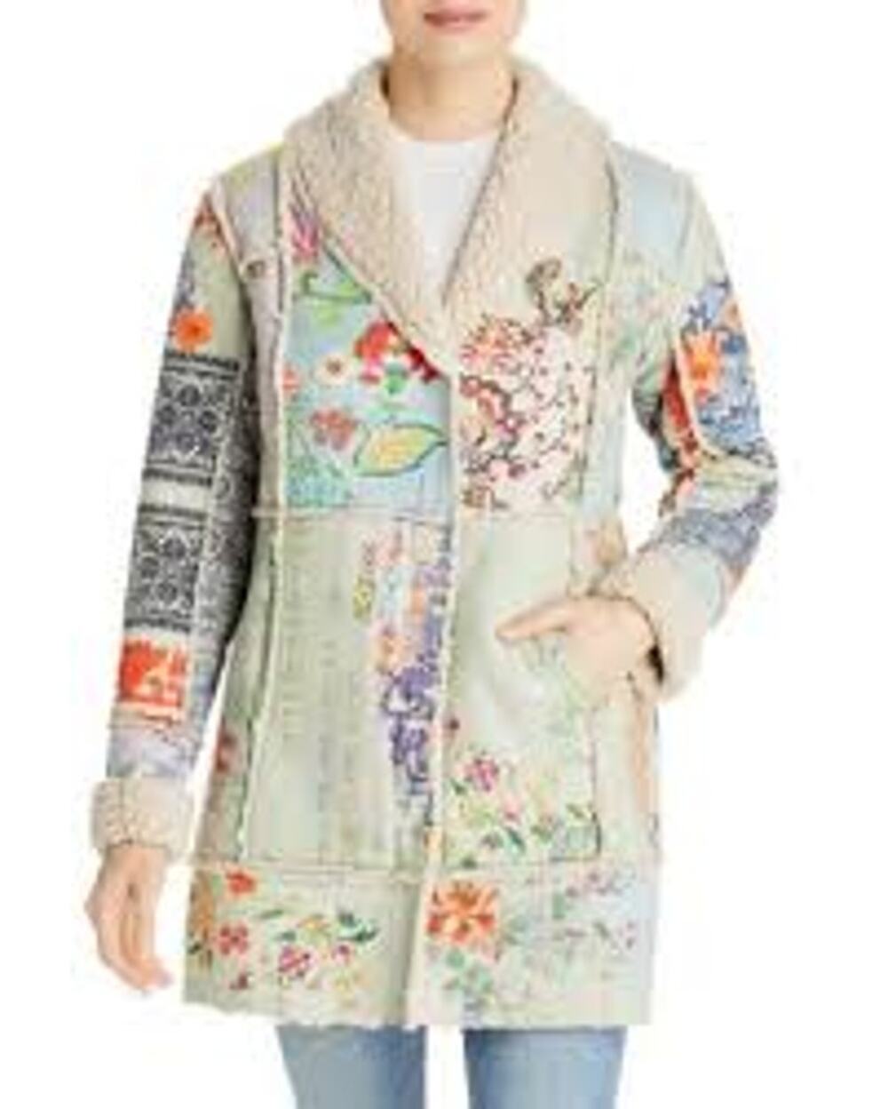 Biya Johnny Was Gigianna Jacket Patchwork Sherpa Faux Suede Women Small